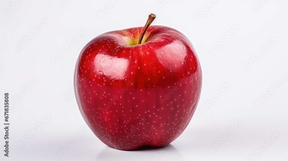 Ripe, juicy, red apple on a clean white background. A fresh, delicious snack full of nutrition. Organic and natural, it's sweet, crisp, and appetizing. A mouthwatering, succulent fruit. Ripe, juicy, red apple on a clean white background. A fresh, delicious snack full of nutrition. Organic and natural, it's sweet, crisp, and appetizing. A mouthwatering, succulent fruit.