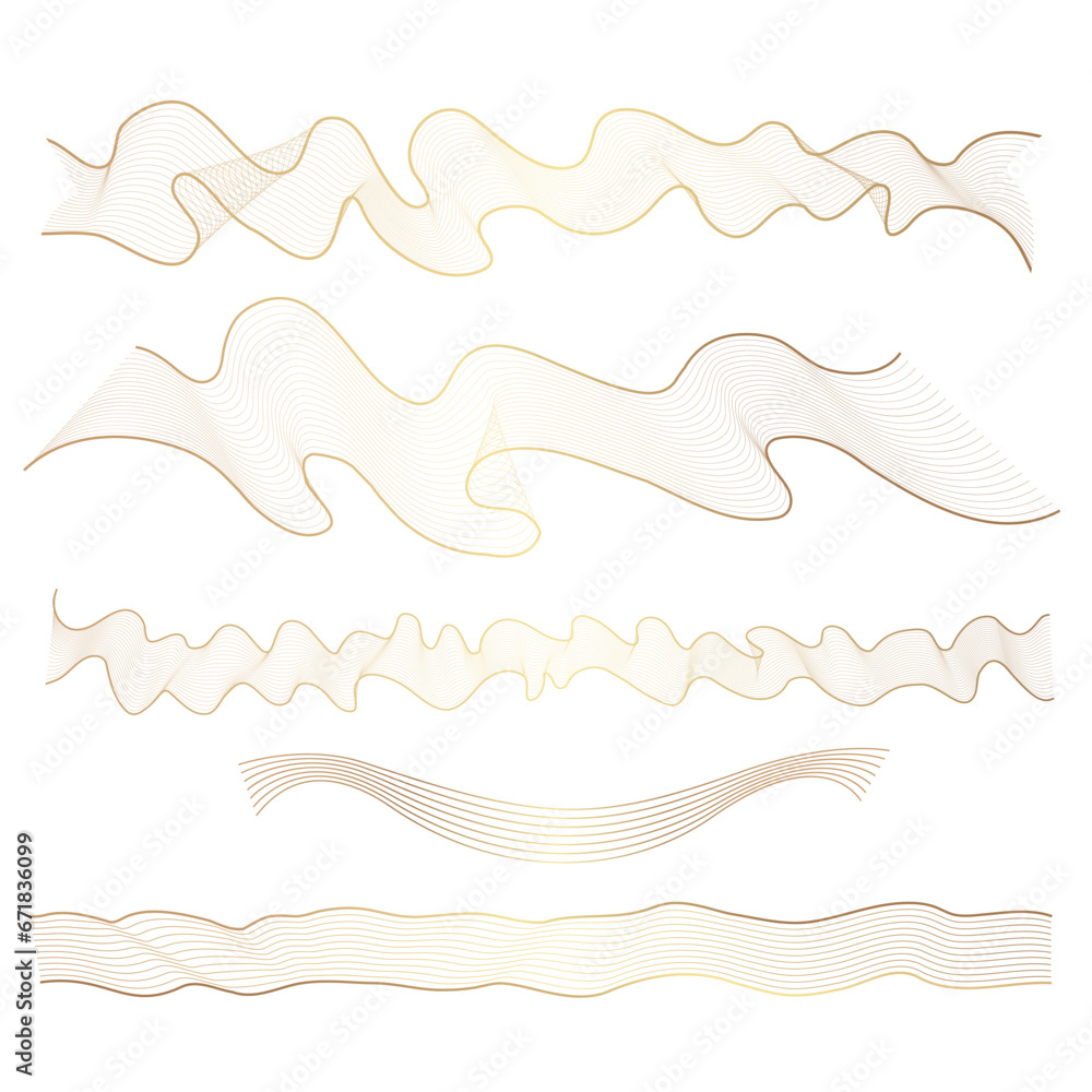 Set of elegant gold ribbons with polygonal lines. Design element for certificate, invitation, tag, banner, post, menu, packaging, label, award, diploma for success and victory, New Year, christmas Set of elegant gold ribbons with polygonal lines. Design element for certificate, invitation, tag, banner, post, menu, packaging, label, award, diploma for success and victory, New Year, christmas