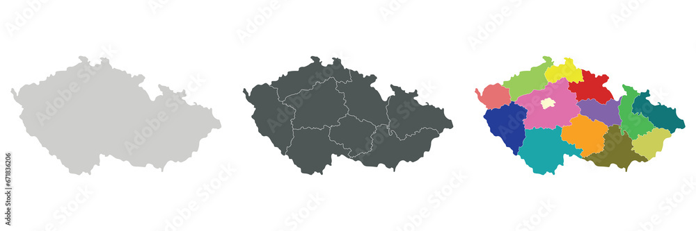 Czechia map. Map of Czech Republic in set