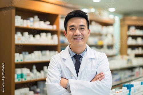 Asian Male Pharmacist Industry Lifestyle Background Generative AI