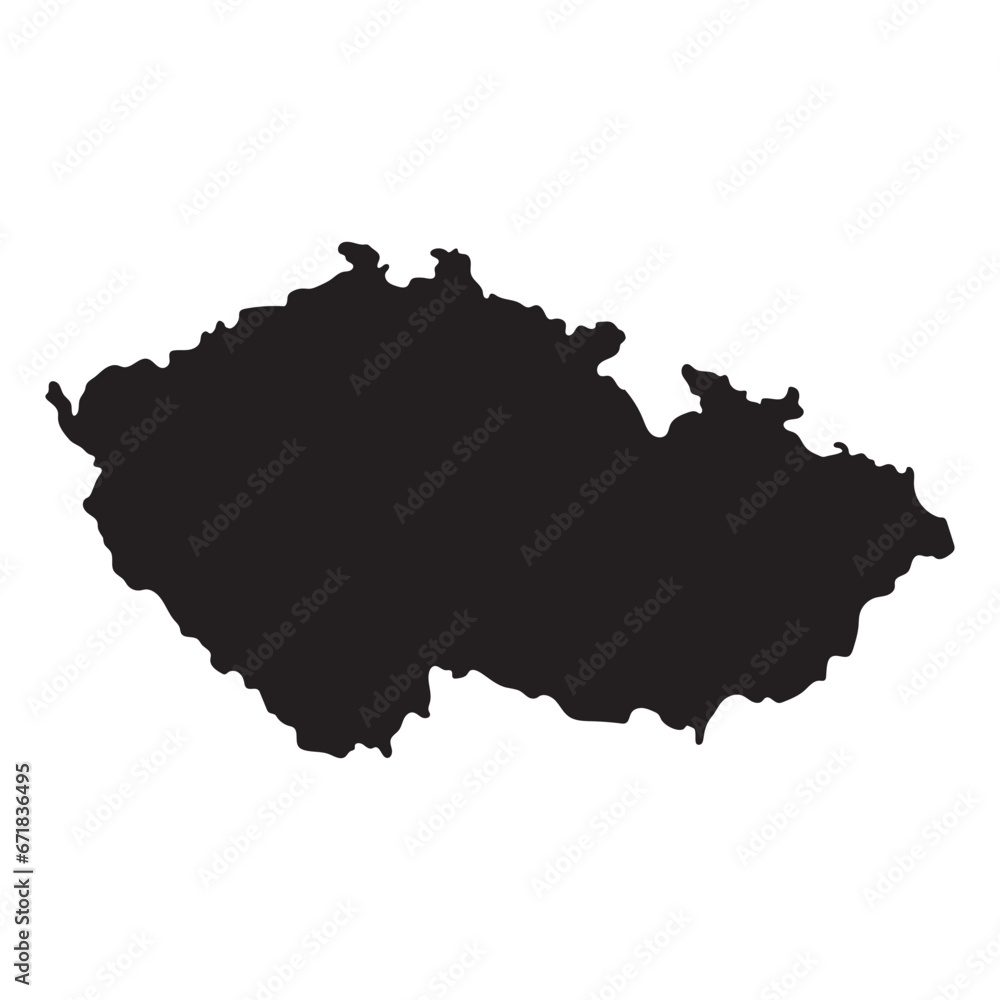 Czechia map. Map of Czech Republic in black color