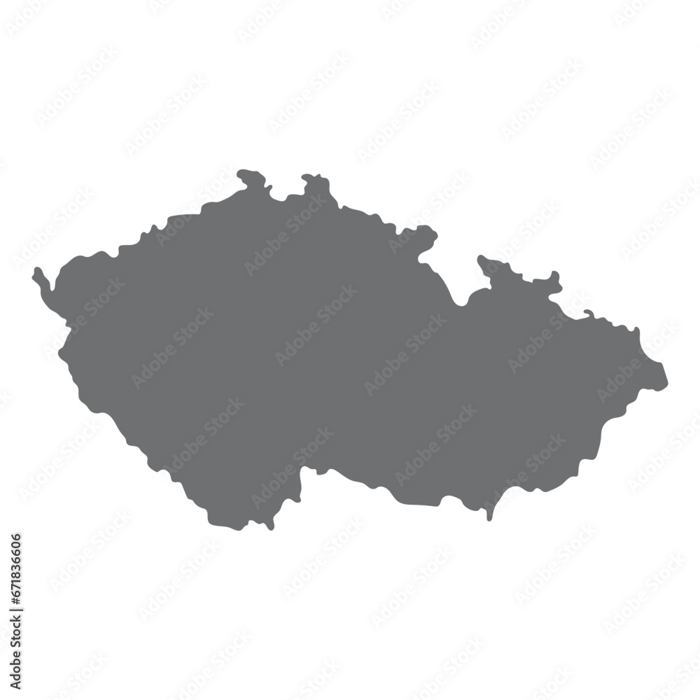 Czechia map. Map of Czech Republic in grey color