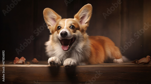 Obraz na płótnie Uroczy pies corgi w salonie