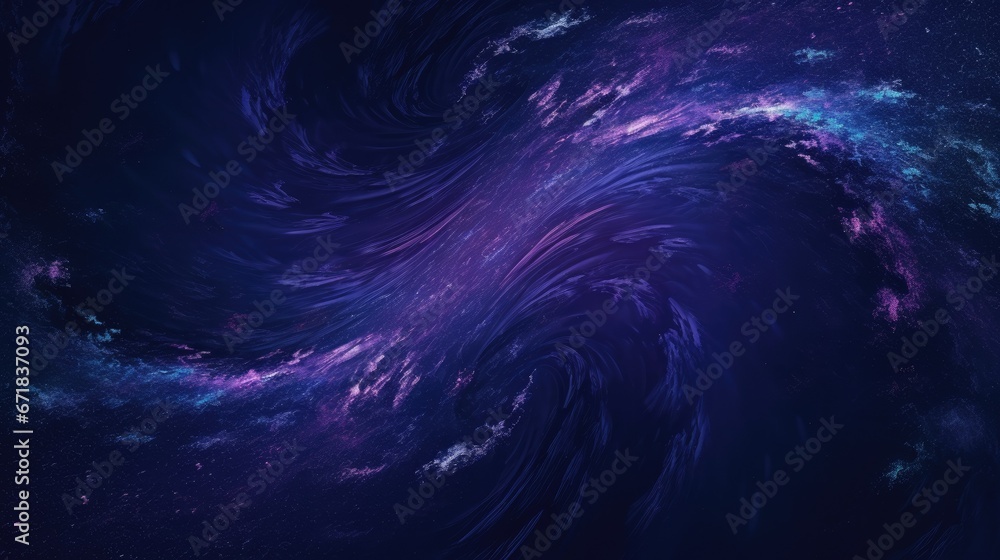 Mysterious dark abstract background with swirling vortex of deep indigo, midnight blue, and purple. Seamless blending of sharp edges creates defined movement and depth - obrazy, fototapety, plakaty 