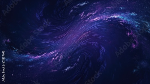 Mysterious dark abstract background with swirling vortex of deep indigo, midnight blue, and purple. Seamless blending of sharp edges creates defined movement and depth
