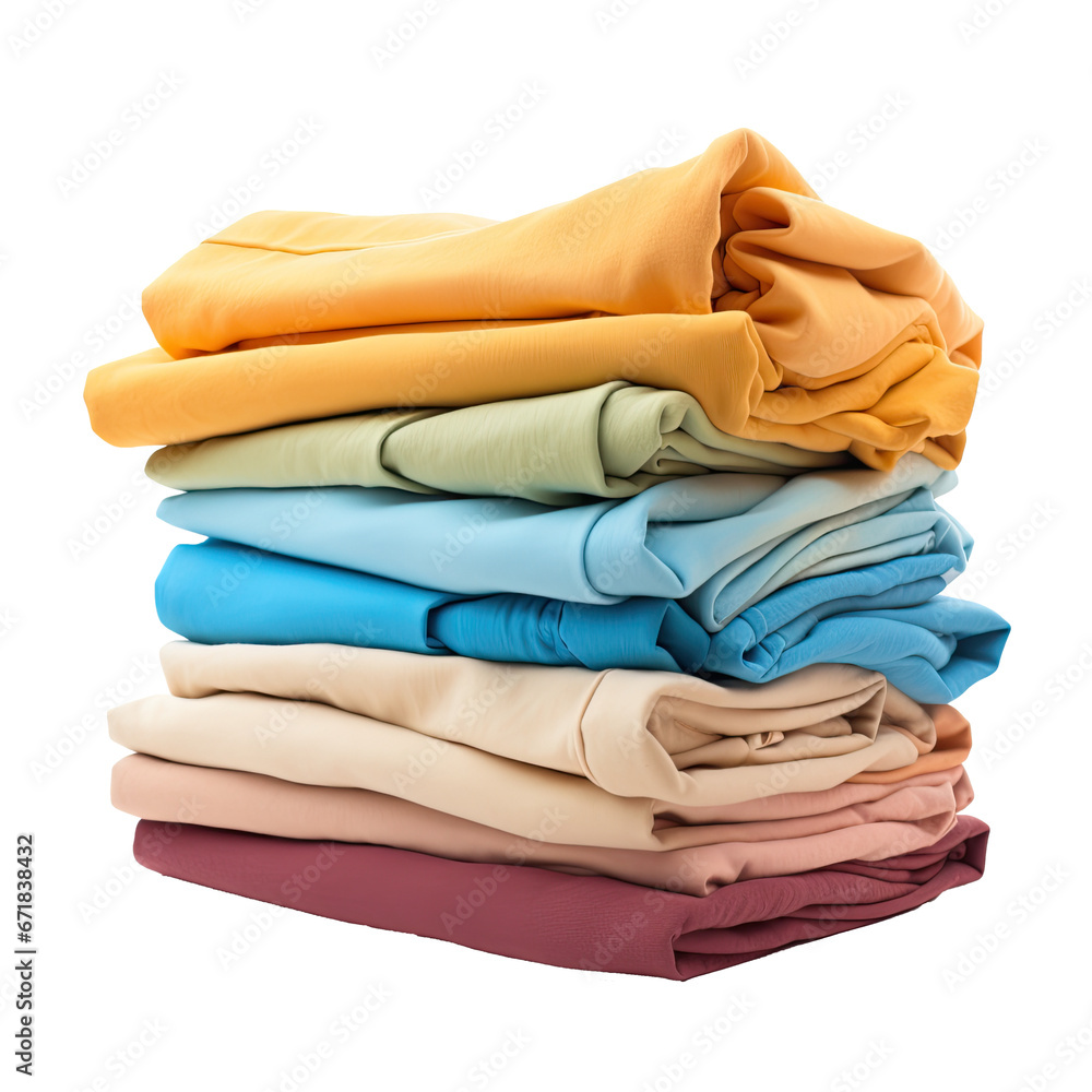 Pile of washed and folded laundry isolated on transparent background. Pile of washed and folded laundry isolated on transparent background.