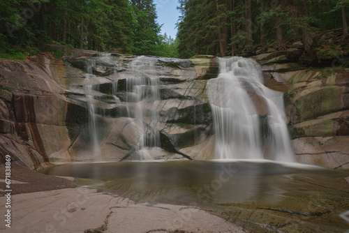 Mumlava waterfall   Mountain river Mumlava  Krkonose national park.  Long exposure with neutral density filter.
