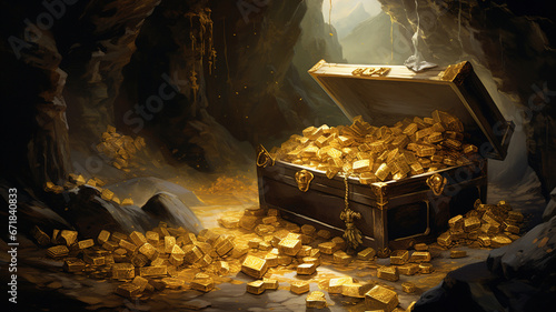 gold and silver coins in the chest