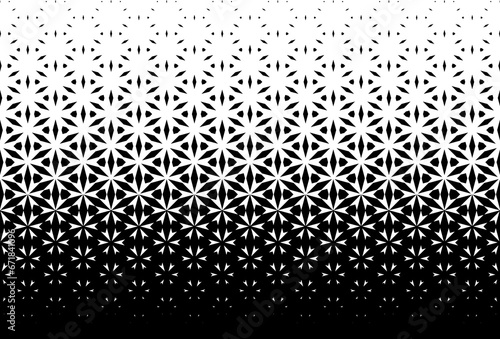 Pattern based on elements Japanese woodwork craft Kumiko zaiku. Disappearing effect. Average fade out . Black and white figures
