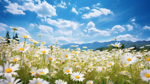 field of daisy flowers in summer