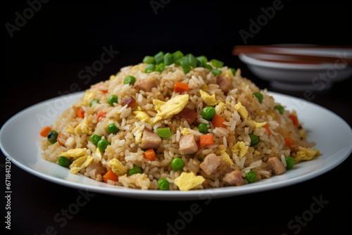 A plate of fried rice generative AI