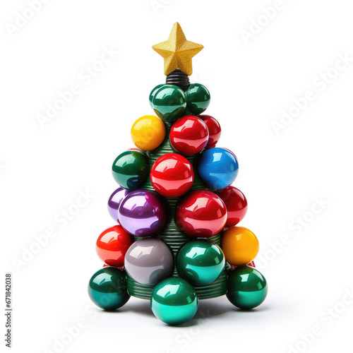 Beautiful decorated snowed in christmas tree on white Generative AI technology