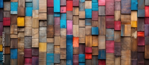 Colorful walls composed of reclaimed wooden material photo