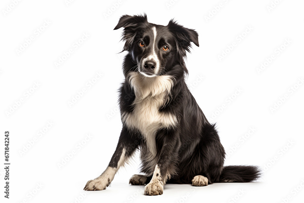 border collie breed dog with white background