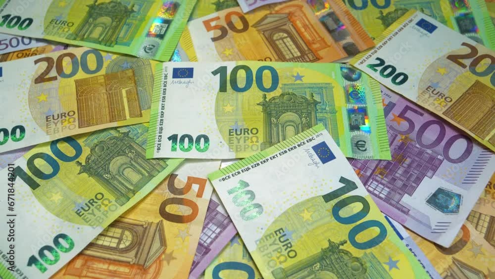 Banknotes 500, 200, 100 and 50 Euro. Euro banknotes of various denominations. Real euro money of various colors and nominals Banknotes 500, 200, 100 and 50 Euro. Euro banknotes of various denominations. Real euro money of various colors and nominals