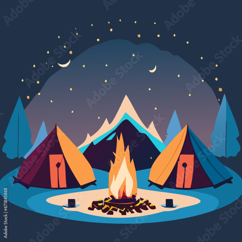 camping in the night