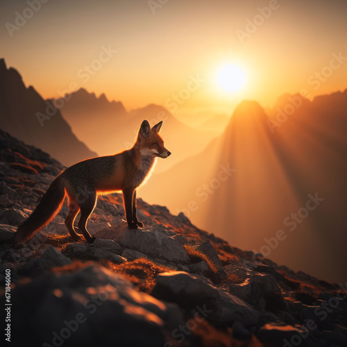 fox on a mountain