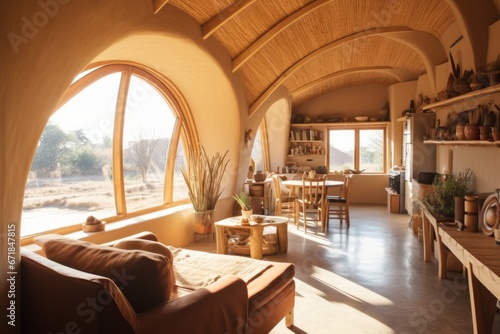 Cozy Earthy Living Room with Arched Windows © esp2k