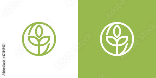 Environmental logo Design template, Modern and simple ecological sphere. circle line style logo with green and white colors