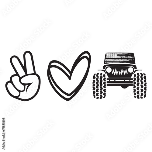 Peace, Love and Off Road Design, American Culture Off Road Design, WD,Peace Love,Offroad life, Offroad Heart Girl, American Off Road