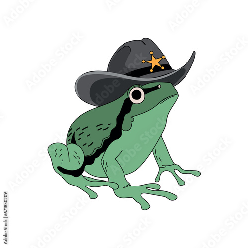 Cowboy Frog Meme Design. Wild West Frogg. Retro Ugly Frogg, Trendy Giddy Up, Country Design. Trendy Tshirt Design
