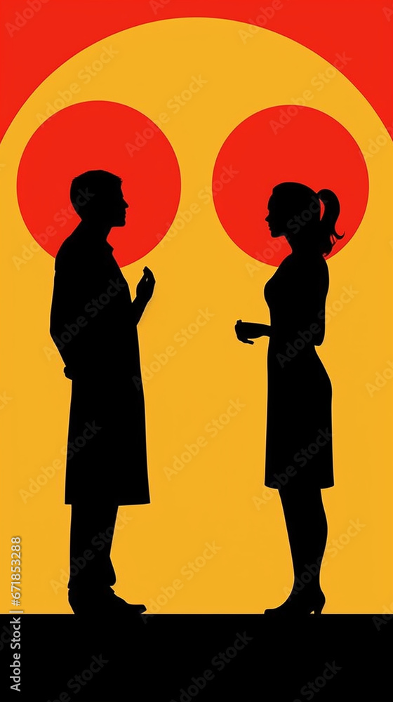 Two Silhouettes Facing Each Other Talking, AI Generated Two Silhouettes Facing Each Other Talking, AI Generated