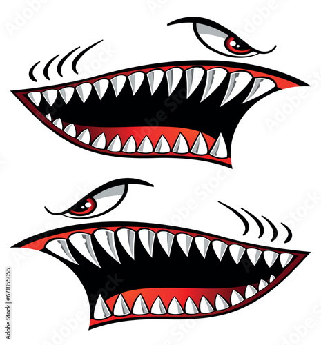 Flying tigers shark teeth car sticker motorcycle gas tank decal and helmet sticker.