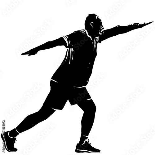 Full length shot of a mature man in sportswear exercising and stretching isolated vector silhouette