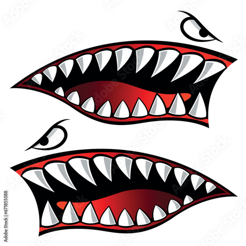 Shark Teeth Mouth Sticker Kayak Boat Car Truck Funny Decal Automobiles & Motorcycles Decal.