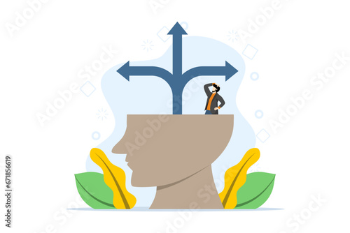 The concept of decision making in choosing an option, determining the direction of a business, thinking about solutions or doubts, choices or opportunities, people decide how to be successful.
