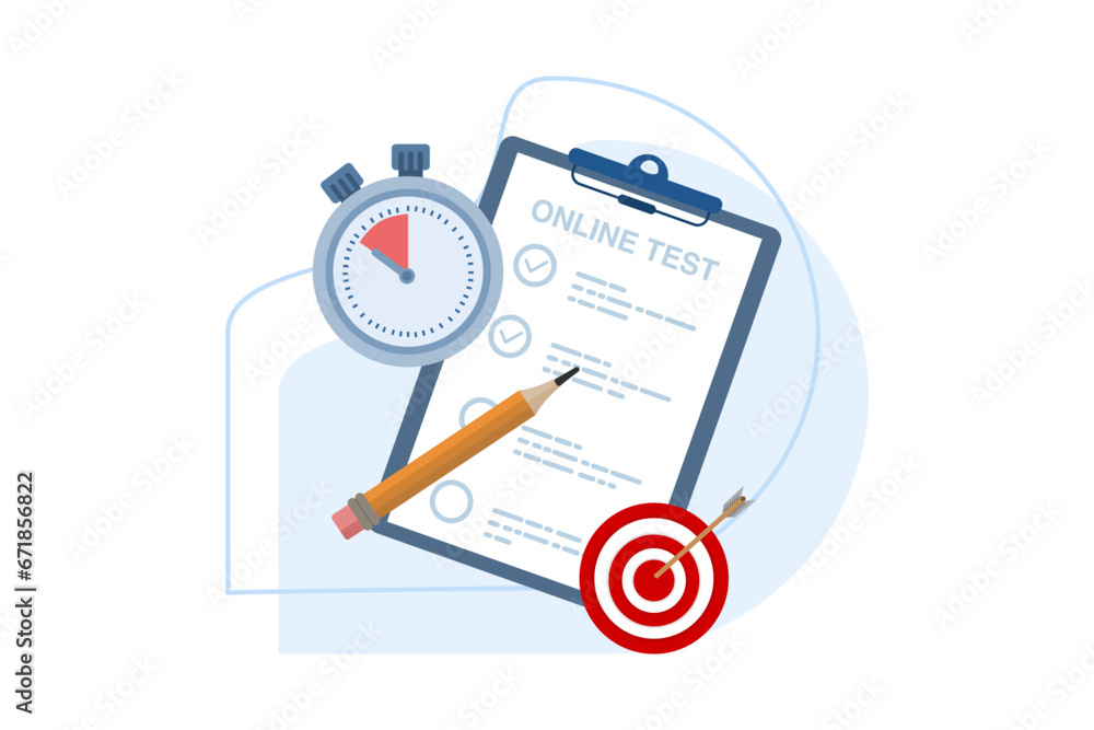Concept of online testing and checking answers, examination, test, quiz, student test, employee, questionnaire, evaluation. People choose answers in online tests. flat vector illustration banner. Concept of online testing and checking answers, examination, test, quiz, student test, employee, questionnaire, evaluation. People choose answers in online tests. flat vector illustration banner.