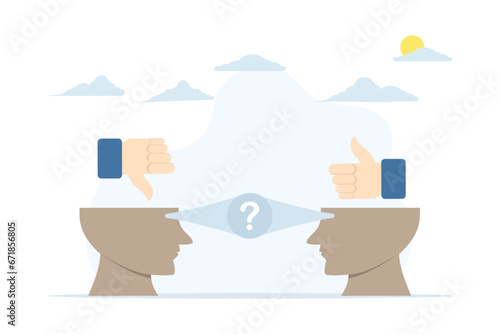 The concept of thought or opinion depends on personality or perspective, the perception process in interpreting information, the human head perceives an object with different perceptions.