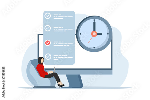Time management concepts regarding schedules, deadlines, planners, planning and organizing, scheduling appointments on a calendar, marking tasks in a list and organizing office workflow.