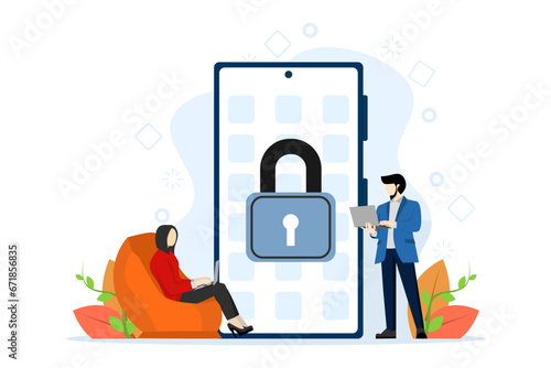 concept of personal data security, online cyber data security, internet security or information privacy. protection support. data security. flat vector illustration on white background.