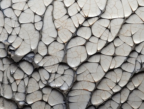 AI-generated illustration of an abstract white and brown texture with cracks and veins. MidJourney.