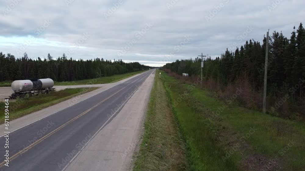 Aerial view of Highway 6 near Thompson, Manitoba in the northern Canadian wilderness. Aerial view of Highway 6 near Thompson, Manitoba in the northern Canadian wilderness.