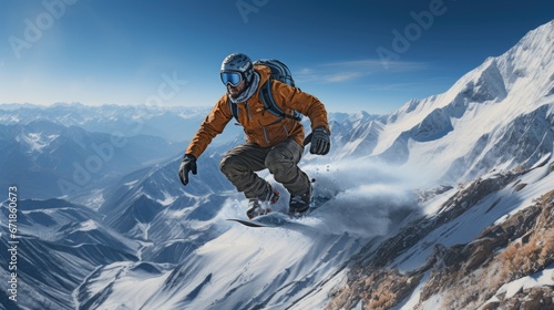 snowboarding on mountain