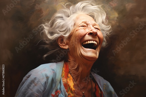 Elderly person smiling portrait using generative AI photo