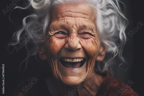 Elderly person smiling portrait using generative AI © Afi Kreative