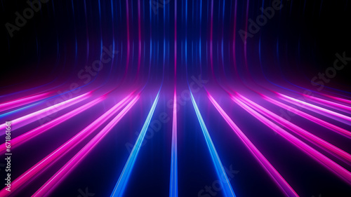 Futuristic abstract background with neon lights, laser rays, glowing ascending lines wallpaper