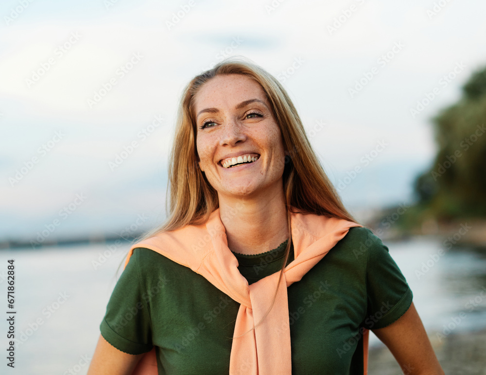 woman outdoor happy portrait female smiling young happiness lifestyle beautiful people adult caucasian  summer healthy nature cheerful attractive smile cheerful outside leisure