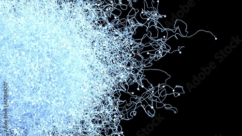 Photos Fond abstrait 3D représentant des particules et leur trajectoire formant un nœud