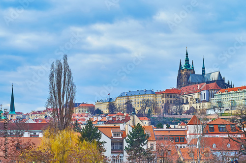 The Prague skyline with St Vitus Cathedral, Czechia