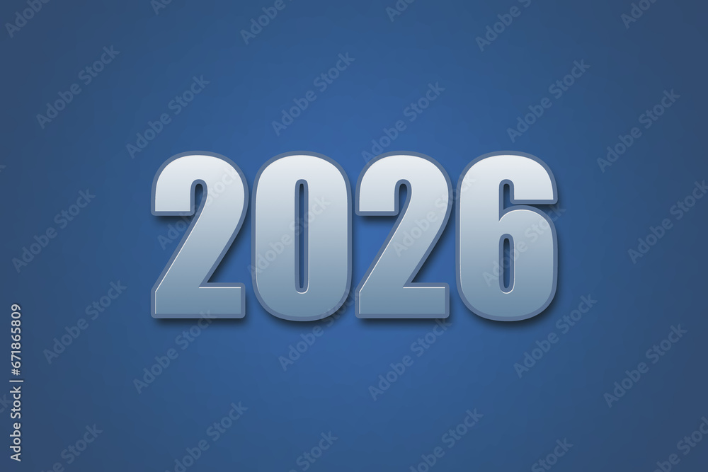 Year 2026 numeric typography text design on gradient color background