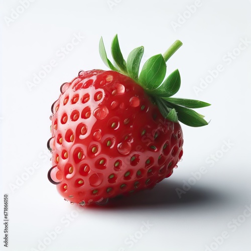 Isolated strawberry with waterdrops on white background generative ai