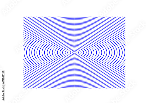 rechteck mit vielen konzentrisch angeordneten blauen ellipsen, modernes abstraktes design, symbolische darstellung von sich ausbretenden wellen