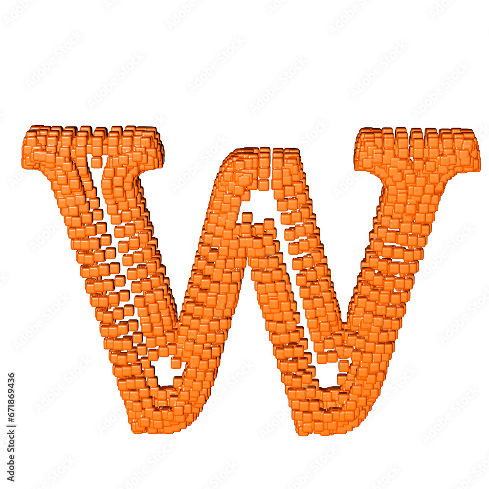 Symbol made of redheaded cubes. letter w Symbol made of redheaded cubes. letter w