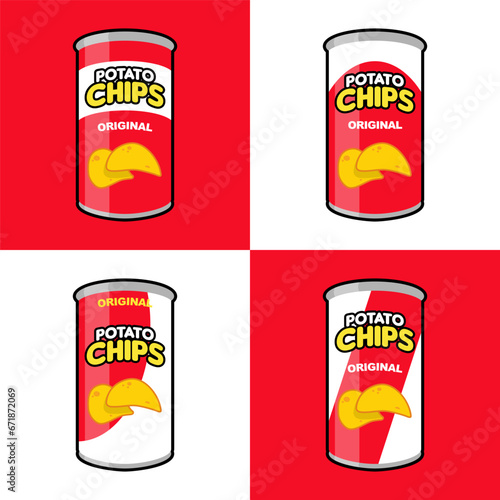 four variants original potato chips can packages