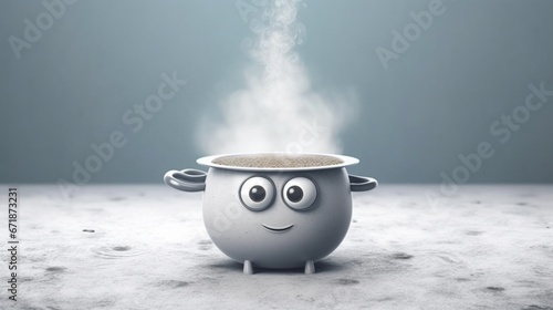 Anthropomorphic Egg relaxing pot boiling dreamstime illustration picture AI generated art
