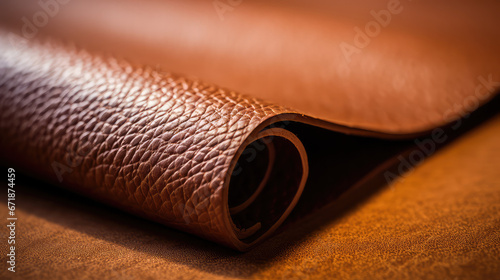 Samples of genuine leather in different colors and textures. Large assortment of natural or synthetic leather for footwear, accessories and furniture making, Tannery.  photo
